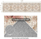 Enkor Runner Rugs for Hallway, 2.6x13 Washable Soft Non Slip Floor Rugs for Kitchen, Modern Mat for Living Room Bedroom Entryway Beige & Brown