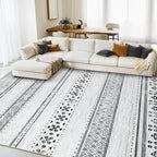 BESTSWEETIE 5x7 Area Rugs for Living Room Washable Moroccan Farmhouse Neutral Geometric Low Pile Non-Slip Soft Print Pattern Rug for Bedroom Kitchen Dining Room Entryway Grey/Black/Navy