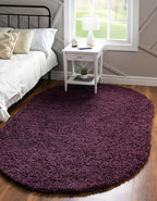 Unique Loom Solid Shag Collection Area Rug (5' 1" x 8' Oval, Eggplant Purple)