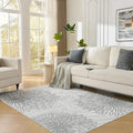 WITSHOCK 6x8 Washable Rug for Living Room,Modern Floral Distress Print Pattern Area Rugs,Stain Resistant with Non Slip Backing Carpet for Dining Room,Bedroom & Home Decor,Grey White