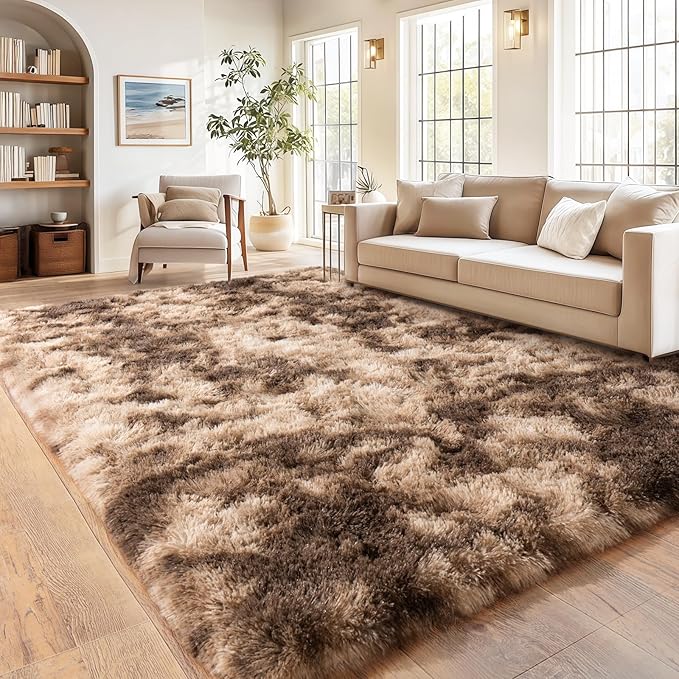 Area Rug for Living Room, Furry Carpet for Teen, Shaggy Rug for Nursery Room, Fuzzy Plush Rug for Dorm 6x9 Feet