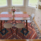 Area Rug 4x6 Rug Machine Washable Non-Slip Low Pile Print Pattern Western Rug for Living Room Bedroom Entryway Tribal Series -Red/Orange