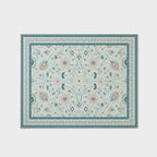 EVERGRACE Area Rugs for Living Room 8x10, Boho Floral Faux Wool Indoor Outdoor Rugs, Washable Rugs for Bedroom Dining Room Entryway Kitchen, Low Pile Floor Mat Carpet for Home Decor, Pale Blue
