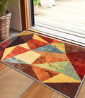 YIHOUSE Brown Entryway Rug 2x3, Small Burnt Orange Rug for Indoor Entrance, Farmhouse Kitchen Rugs Washable,Geometric Area Rug,Vintage Welcome Mats for Front Door, Burgundy Boho Rugs for Entryway