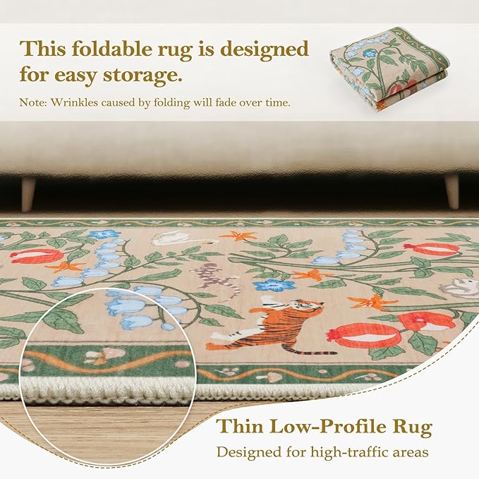 Collive 2x3 Small Rugs for Entryway, Green Washable Jungle Animal Kitchen Rugs for Bathroom Non Slip Indoor Door Mat, Soft Ultra-Thin Throw Carpet for Bedroom Entry Home Decor
