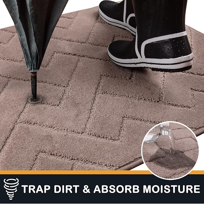 PURRUGS Dirt Trapper Door Mat 32" x 47", Non-Slip Machine Washable Entry Rug, Shoe Scraper, Dog Doormat, Super Absorbent Welcome Mat for Front & Back Door, Muddy Wet Shoes & Paws, Grayish Brown