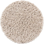 Unique Loom Davos Shag Collection Area Rug - Solid (2' Round, Linen)