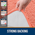 OLANLY Bathroom Rugs 59x20, Extra Soft Absorbent Chenille Bath Rugs, Rubber Backing Quick Dry, Machine Washable Bath Mats for Bathroom Floor, Tub and Shower, Home Decor Accessories, Coral