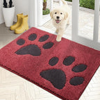 PURRUGS Dirt Trapping Door Mat 24" x 35.5", Non-Skid/Slip Machine Washable Microfiber Entryway Rug, Dog Doormat, Super Absorbent Welcome Mat for Muddy Wet Shoes and Paws, Burgundy Red
