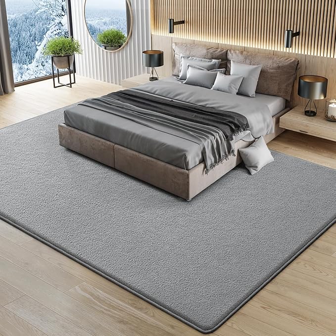 Modern Large Area Rug for Bedroom Living Room, 4x6 Feet Grey Thickened Memory Foam Washable Rugs, Non-Slip Soft Minimalist Solid Indoor Carpets for Boys Girls Nursery Room Décor