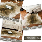 AROGAN Western Decor Faux Fur Cowhide Rug, 3.6 x 2.3 Feet Premium Animal Skin Cow Hide Rug, Sturdy Cow Print Rugs for Wall Decor, Western Floor Carpet for Bedroom Living Room, Brownish