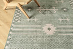 Revival Rugs Flam 8'x10' Zero-Shedding Area Rug for Living Room Bedroom - Oeko-TEX Certified, Low Pile, Spot Clean, Green