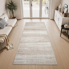 PADOOR Modern Abstract Runner Rug - 2x5 Washable Hallway Rugs, Ultra Soft Non-Slip Low Pile Floor Rugs for Hallway Entryway Kitchen Bedroom Bedside Laundry Room Brown