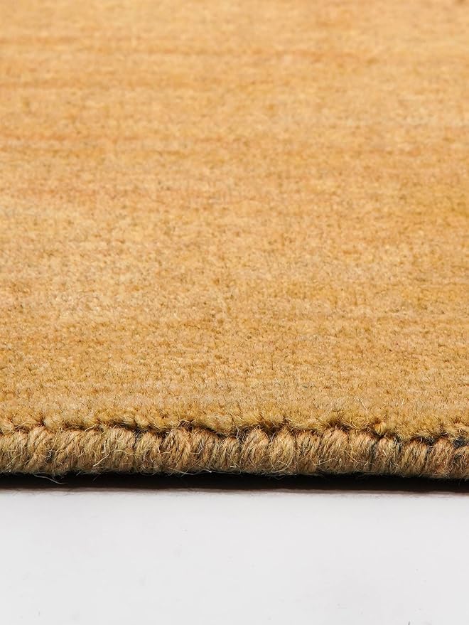 Hand Knotted Loom Wool ECO-Friendly Area Rugs - 10'x10', Octagon, Gold Color, Solid Plain Design, High Pile Thick Handmade Anti Skid Area Rugs for Living Room, Bed Room (L00111)
