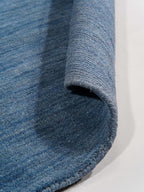 Hand Knotted Loom Wool ECO-Friendly Area Rugs - 8'x8', Octagon, Blue Color, Solid Plain Design, High Pile Thick Handmade Anti Skid Area Rugs for Living Room, Bed Room (L00111)