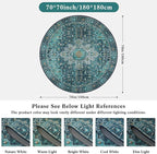 Moynesa Ultra-Thin Washable Round Rug - 6ft Teal Large Living Room Circle Area Rugs, Vintage Dining Room Mat Stain Resistant Nursery Carpet for Bedroom Mudroom Kitchen Apartment Home Office