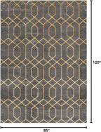 Unique Loom Glam Collection Area Rug - Trellis (7' 1' x 10' Rectangle, Gray Gold/ Gold)