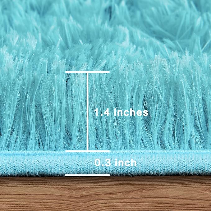 Andency 6x9 Area Rugs Blue, Large Shag Fluffy Soft Shaggy Rugs for Living Room Bedroom, Non-Slip Thick Plush Carpet for Kids Girls and Boys, Dorm Nursery Home Decor Aesthetic