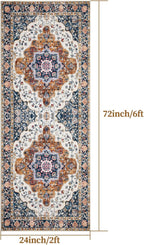 Ciicool Washable Non Slip Runner Rug, 2x6ft Hallway Rug Vintage Kitchen Rugs Carpet for Entrance Bedroom Laundry Bathroom Decor