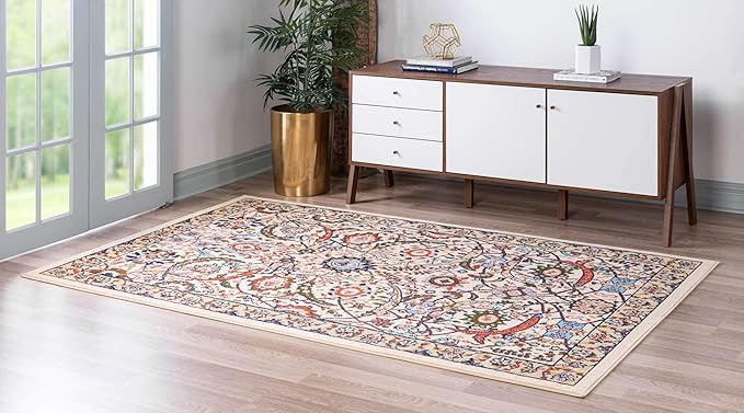 Unique Loom Espahan Collection Area Rug - Cape Cod (7' 10" x 10' Rectangle, Cream/ Black)