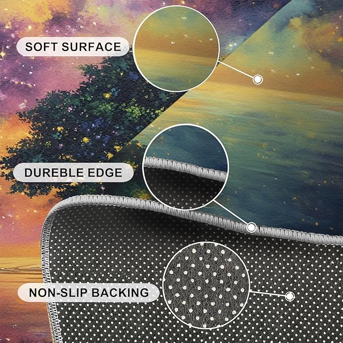 4x5 Tree of Life Indoor Outdoor Rug - Galaxy Tree Bedside Rug, Dreamlike Starry Sky Washable Entry Way Rugs Kids Carpet for Inside House Playroom Living Room End Table Nursery
