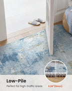 6x9 Area Rugs for Living Room, Modern Abstract Washable Rug with Non-Slip Backing & Low Pile Indoor Carpet for Nursery Room, Bedroom and Dinning Room, Light Blue