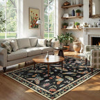Lahome Insect Washable Small Area Rug, 3x5 Area Rug for Bedroom Living Room, Non-Slip Soft Accent Throw Carpet for Kitchen Office Entryway Bathroom Office, Black