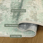GENIMO Runner Rug Non Slip 2'6"x10', Washable Rug Runner for Hallways Kitchen, Abstract Modern Kitchen Rugs, Low Pile Lightweight Carpet Runners for Entryway, Bedroom, Laundry, Light Green