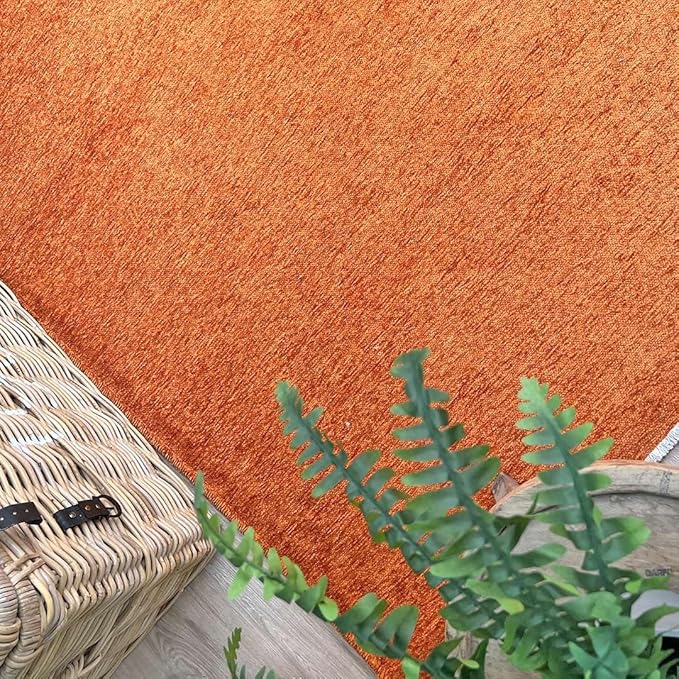 Alfa Rich 5x8 Burnt Orange Washable Area Rugs for Living Room Bedroom Kitchen Cotton Solid Decor Rug