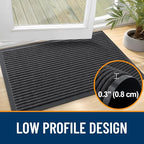 OLANLY Front Door Mat Indoor Outdoor Entrance, Waterproof Heavy Duty Doormat, Fade Resistant, Low Profile, Easy Clean Patio Porch Welcome Floor Mats for Entry, 59x23, Charcoal Grey