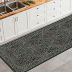 Washable 2'6" x 10' Runners for Hallways, Non Slip Long Floor Runner for Kitchen, Entryway Indoor, Stain Resistant Rubber Backing Floral Décor Rug (Dark Green)
