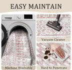 8x10 Machine Washable Area Rug for Living Room, Pink Vintage Moroccan Rug Large Non-Slip Low Pile Soft Faux Wool Carpet, Kids and Pets Friendly for Bedroom Dining Room Farmhouse Home Decor Rug