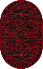 Unique Loom Tekke Collection Area Rug - Sheibani (3' 3" x 5' 3" Oval, Red/ Black)
