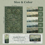 Dark Green 7x10 Living Room Rug, Vintafe Distressed Medallion Area Rug for Bedroom Dining Room, Washable Non Slip Thin Carpet Rugs for Bedroom Under Bed Home Office