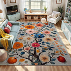 10x12 Colorful Flower Area Rugs, Floral Vintage Large Rugs, Floral Rugs, Botanical Rug, Washable Boho Botanical Non Slip Carpet for Living Room, Bedroom, Kids Room