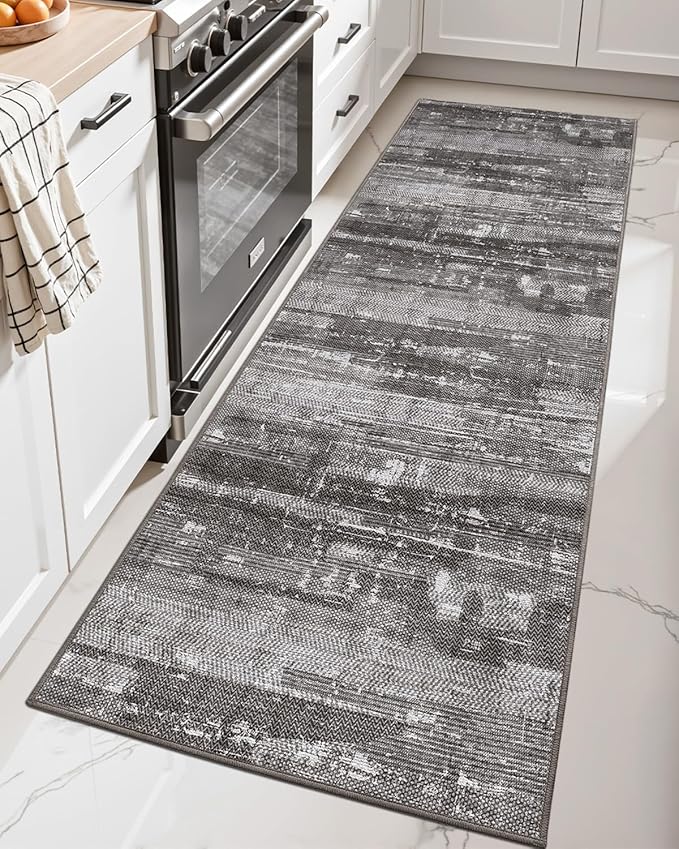 LUMI Washable Kitchen Rug 2x6 for Floor, Non Slip Runner Rugs with Rubber Backing, Low Pile Comfort Area Carpet for Standing, Living Room, Entryway, Laundry, Hallways
