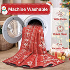 Area Rug 4x6 Christmas Rugs, Machine Washable Boho Christmas Tree Snowflake Rug Non-Slip Soft Low Pile Holiday Indoor Rugs for Bedroom Kitchen Dining Room Office(Xmas Red, 4'x6')