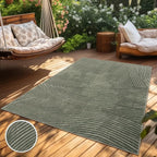 Paco Home Modern Area Rug with Abstract Line Pattern and Contour-Cut in Green, Size: 2'8" x 4'11"