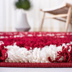 SAFAVIEH Dallas Shag Collection Area Rug - 6' Round, Red & Ivory, Trellis Design, Non-Shedding & Easy Care, 1.5-inch Thick Ideal for High Traffic Areas in Living Room, Bedroom (SGD257Q)