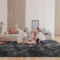 8x10 Area Rugs for Living Room, Fluffy Large Rugs for Bedroom, Soft Shag Fuzzy Non-Slip Carpet for Kids Boys and Girls Nursery Room Dorm Indoor Home Decor (Tie-Dyed Black Grey, 8ft x 10ft)