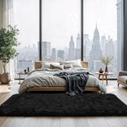 Zentavio Runner Rugs for Hallway 2x6 Shag Soft Bedroom Bedside Rugs Non Slip Fluffy Carpet for Kids Girls Boys Home Decor Aesthetic Dorm Nursery Black