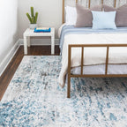Rugs.com Leipzig Collection Rug – 6x9 Blue Low-Pile Rug Perfect for Bedrooms, Dining Rooms, Living Rooms