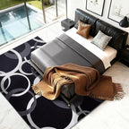 YIHOUSE 6x9 Ft Area Rugs, Concentric Circle Carpet Washable Rug, Black and White Geometric Design Rug for Spacious Living Rooms, Master Bedrooms, Dining Room, Home Office Decor, Nonslip Non-Shedding