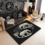 Elephant Area Rug 3x5 Bohemian Style Rugs for Living Room | Antique Decor Yin and Yang Washable Rug, Western Animals Carpet Indoor Floor Mat,Black Grey Beige