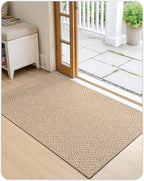 Color&Geometry Ultra Thin Indoor Door Mat Non Slip Rubber Backed Dirt Trapper 48"x72"(Rolled-up NO Creases), Rugs for Entryway, Front Door Mat Indoor Washable Low-Profile Entry Mat, Khaki