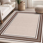 Beverly Rug Non Slip Area Rugs 3x5 Modern Bordered Non Skid Rubber Backing Soft Area Rug for Living Dining Room Easy to Clean Non Shedding Kitchen Bedroom Indoor Carpet 3 x 5 Beige-Brown