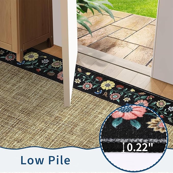 GarveeHome 10x13 Machine Washable Rugs for Living Room Large Area Rug Modern Floral Indoor Accent Carpet Low Pile Carpet Soft Throw Aesthetic Floor Cover for Bedroom Laundry Dining Room, Yellow