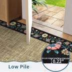 GarveeHome Washable Living Room Rug 9x12 Floral Bordered Area Rugs Soft Thin Indoor Carpet for Bedroom Modern Throw Aesthetic Mat Non Slip Stain Resistant Carpet for Dining Room Office, Yellow