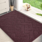PURRUGS Dirt Trapping Door Mat 32" x 47", Non-Slip Machine Washable Entry Rug, Shoe Scraper, Dog Doormat, Super Absorbent Welcome Mat for Front & Back Door, Muddy Wet Shoes & Paws, Burgundy Red