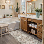 Uphome Bathroom Runner Rug, Distressed Tribal Farmhouse Khaki Bathroom Mat, Large Bathroom Rugs Non Slip Washable, Oriental Retro Boho Bath Mat Runner for Bathtub Sink Hallway, 24x71 inch
